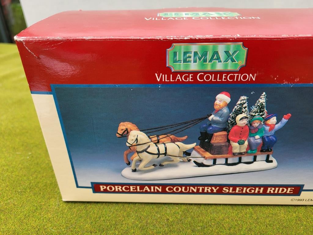 kerst Lemax item country sleigh ride 1993 slee met paarden, Diversen, Kerst, Ophalen of Verzenden, Gebruikt