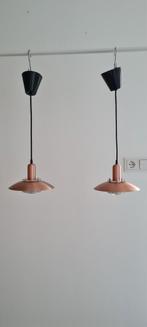 2 rose gouden Deense schalenhanglampen, Ophalen of Verzenden, Zo goed als nieuw, Metaal