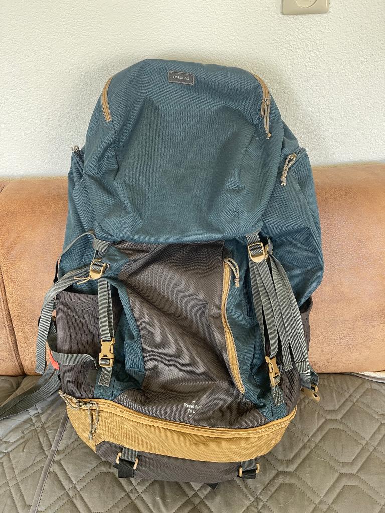 Rugzak 70 ltr Forclaz (Decatlon)in goede staat, Sport en Fitness, Bergsport en Wandelen, Ophalen, Gebruikt, Rugzak