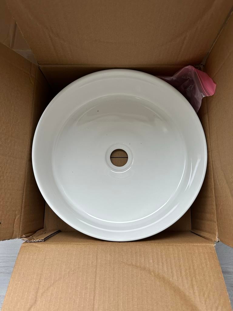 Witte ronde waskom - Nieuw in doos, Doe-het-zelf en Verbouw, Sanitair, Ophalen of Verzenden, Nieuw, Wastafel