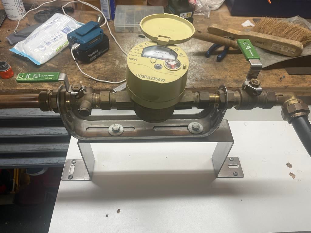 Watermeter met kranen en beugel nieuw, Doe-het-zelf en Verbouw, Sanitair, Ophalen of Verzenden, Nieuw, Koper, Overige typen