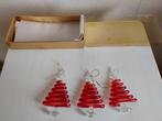 Set 3 Glazen, rode kerstbomen mondgeblazen kersthangers 9 cm, Ophalen of Verzenden, Nieuw