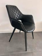 6 Zwarte Leren Eettafelstoelen - Loods 5, Huis en Inrichting, Ophalen, Zwart, Leer, Zo goed als nieuw