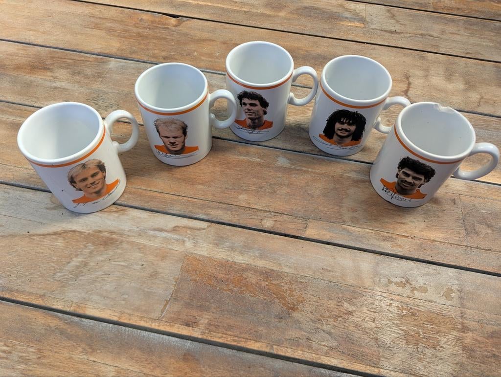 Vintage Oranje  EK Voetbal Mokken - Nederlands elftal 1988, Ophalen of Verzenden, Gebruikt, Wit, Vintage