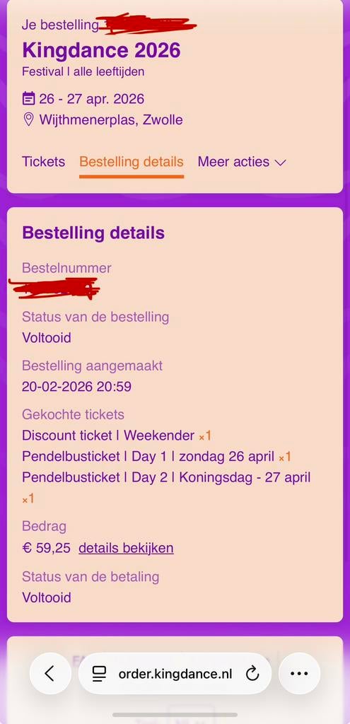 KINGDANCE TICKETS weekend + pendel bussen, Eén persoon