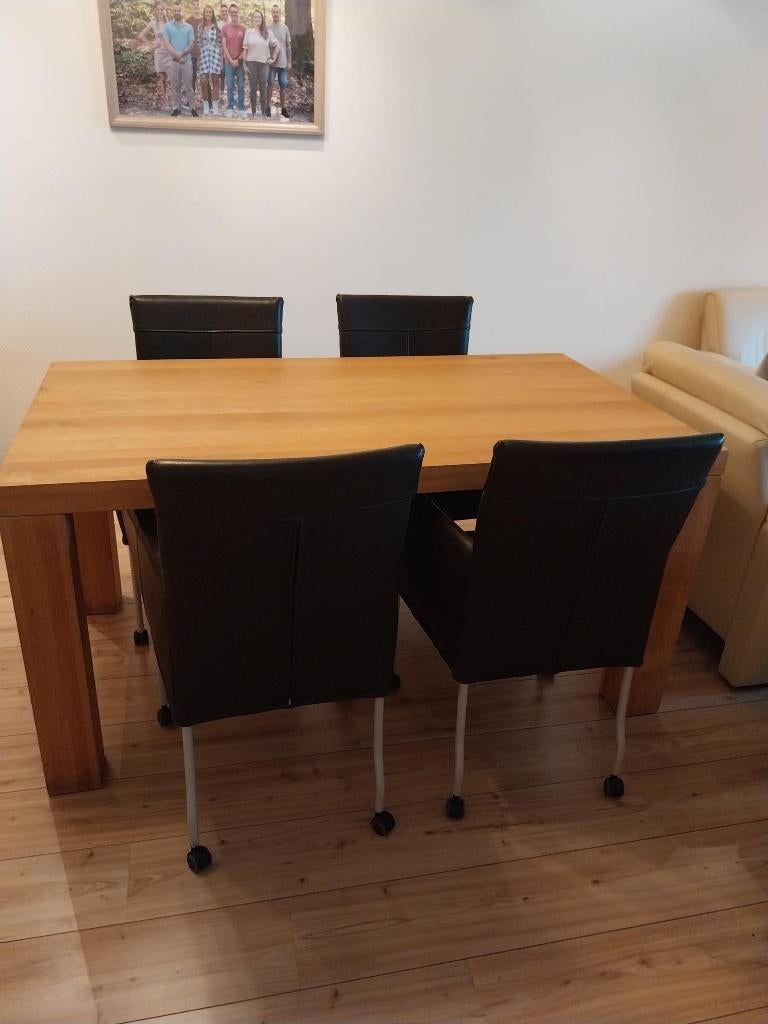 eiken tafel met stoelen, Huis en Inrichting, Tafels | Eettafels, Gebruikt, Eikenhout, 150 tot 200 cm, Vier personen