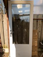 Hardhouten achterdeur met dubbel glas, Doe-het-zelf en Verbouw, Deuren en Horren, Ophalen, Gebruikt, 80 tot 100 cm, Buitendeur