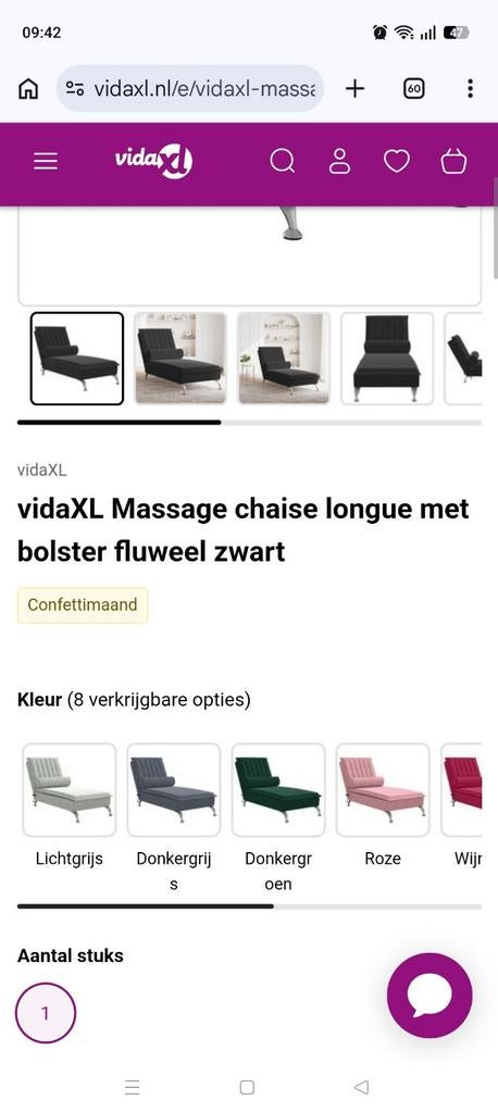 Zwarte fluwelen chaise longue, Ophalen of Verzenden, Gebruikt, Stof, Modern, Elegant