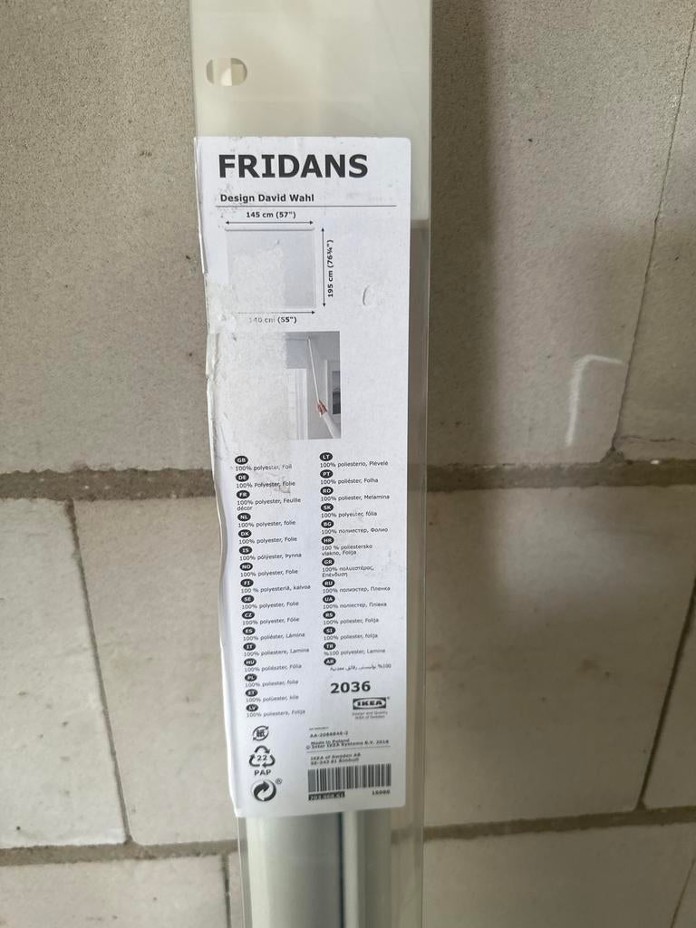 IKEA Fridans Rolgordijn 145x195 cm - Nieuw in verpakking, Ophalen, 100 tot 150 cm, Wit, Nieuw