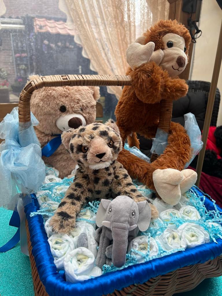Luiermand met knuffels, Ophalen of Verzenden, Nieuw, Kraamcadeau