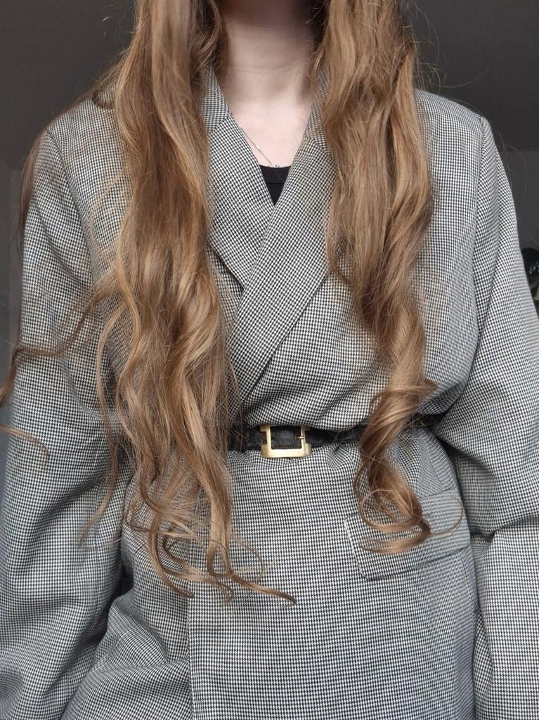 H&M oversized geruite blazer, H&M, Wit, Maat 46/48 (XL) of groter, Nieuw