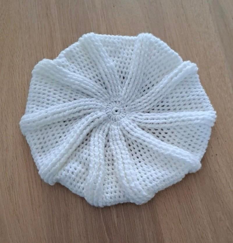 Witte gehaakte baret, Ophalen of Verzenden, Nieuw, One size fits all