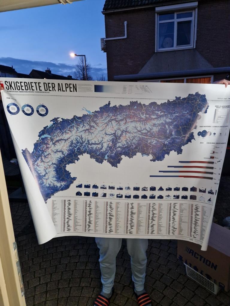 Alpenkaart Skigebied Editie 7 - 140x100cm, Gelezen, Landkaart, 1800 tot 2000, Europa Overig