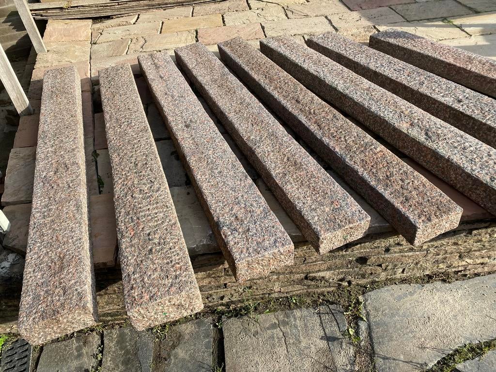 natuursteen bielzen/balken, graniet, 5x lang=2m; 2x kort=1m, Tuin en Terras, Bielzen en Borders, Zo goed als nieuw, Biels, Natuursteen