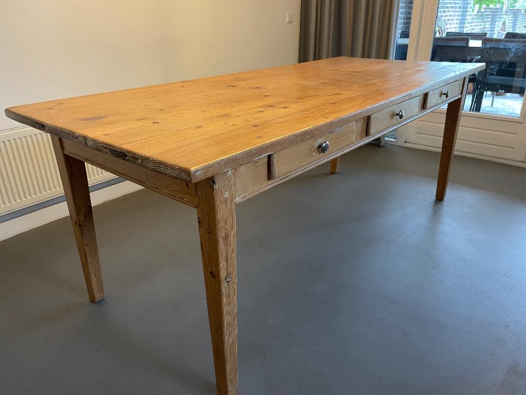 Houten tafel 6 persoons, Huis en Inrichting, Ophalen, Landelijk of strak, Gebruikt, Eikenhout