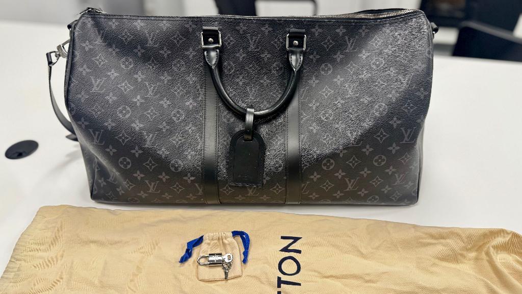Louis Vuitton Keepall Bandoulière 55 – Monogram Eclipse, 40 tot 60 cm, 20 tot 30 cm, Zwart, Minder dan 35 cm