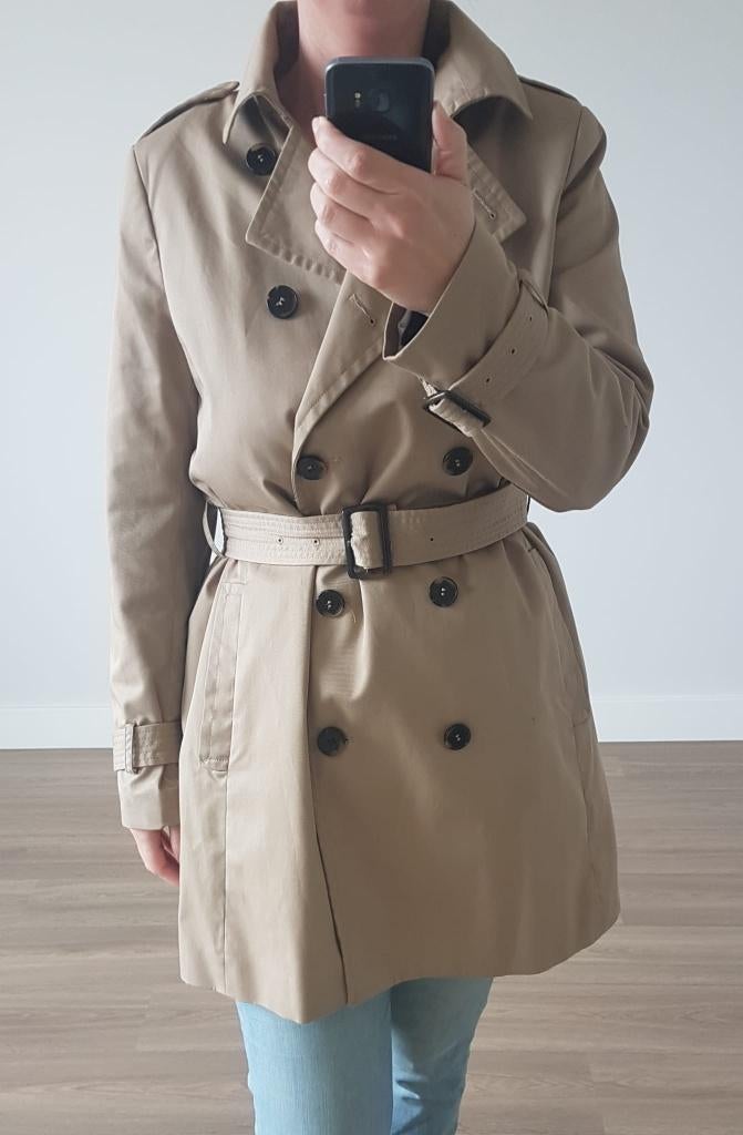 Trenchcoat Lang Beige Dames 46, H&M, Verzenden, Beige, Maat 46/48 (XL) of groter