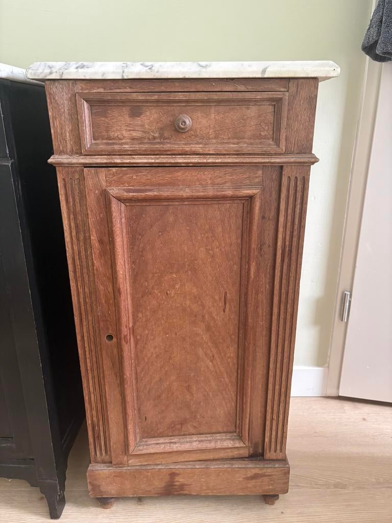 Vintage antiek kastje bruin marmer, Antiek en Kunst, Antiek | Meubels | Kasten, Ophalen