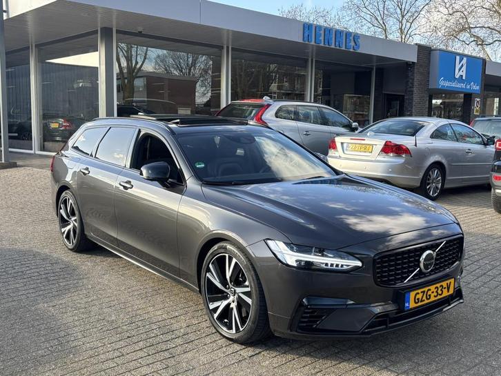 Volvo V90 T6 Recharge AWD R-Design Pano HeadUp 360 keyless, Auto's, Volvo, Bedrijf, Te koop, V90, 360° camera, 4x4, ABS, Achteruitrijcamera