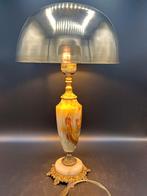 Vintage onyx tafellamp messing – Hollywood Regency stijl, Ophalen, Gebruikt, Hollywood Regency - Mid Century - Hotel Chic, Minder dan 50 cm