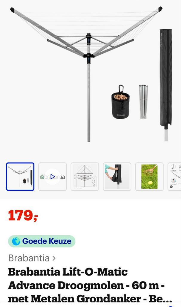 Brabantia droogmolen 60m compleet, Tuin en Terras, Droogmolens en Wasrekken, Zo goed als nieuw, Droogmolen, Ophalen