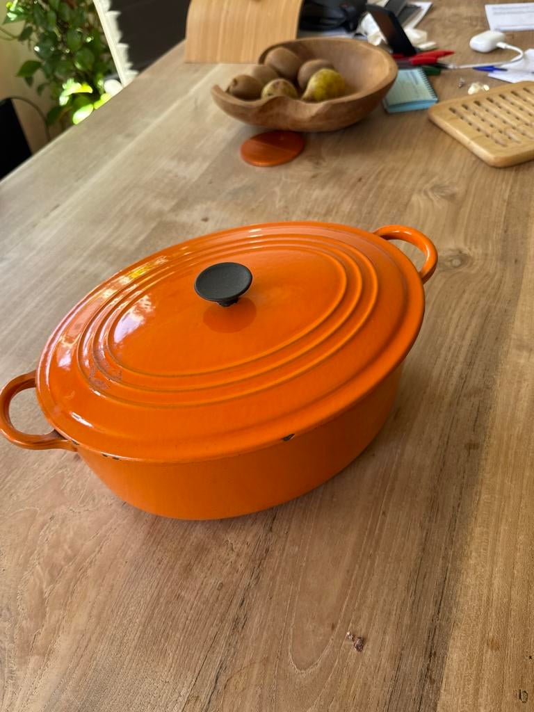 Le Creuset Gietijzeren Braadpan Ovaal, Ophalen of Verzenden, Zo goed als nieuw, Gietijzer, Koekenpan of Braadpan