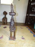 Senoufo antiek houten beeld - Vrouw met neushoornvogel, Ophalen of Verzenden