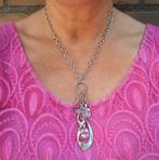 Zilveren prachtige ketting met kristal en hangers nr.1309, Verzenden, Zo goed als nieuw, Met kristal, Zilver