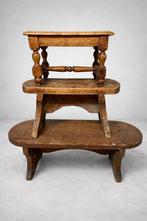 brocante vensterkrukje opstapje voetenbankje bankje houten, Huis en Inrichting, Krukjes, Ophalen of Verzenden, Hout