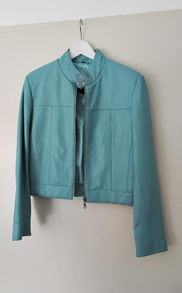 Lederen jack  / strakke zwarte jas /kort vestje  groen, Onbekend, Ophalen, Zo goed als nieuw