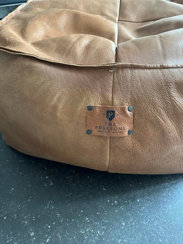 Pearson lederen poef cognac kleur, Huis en Inrichting, Ophalen of Verzenden, Zo goed als nieuw