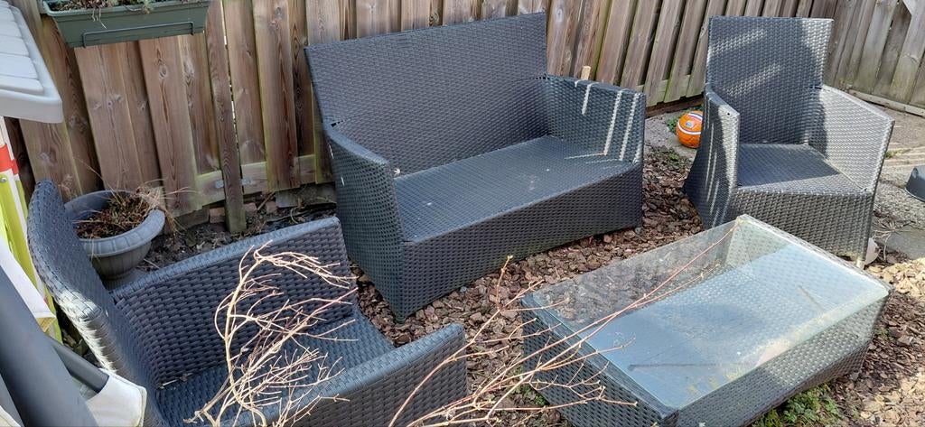 Zwarte loungeset met glazen tafel, Ophalen