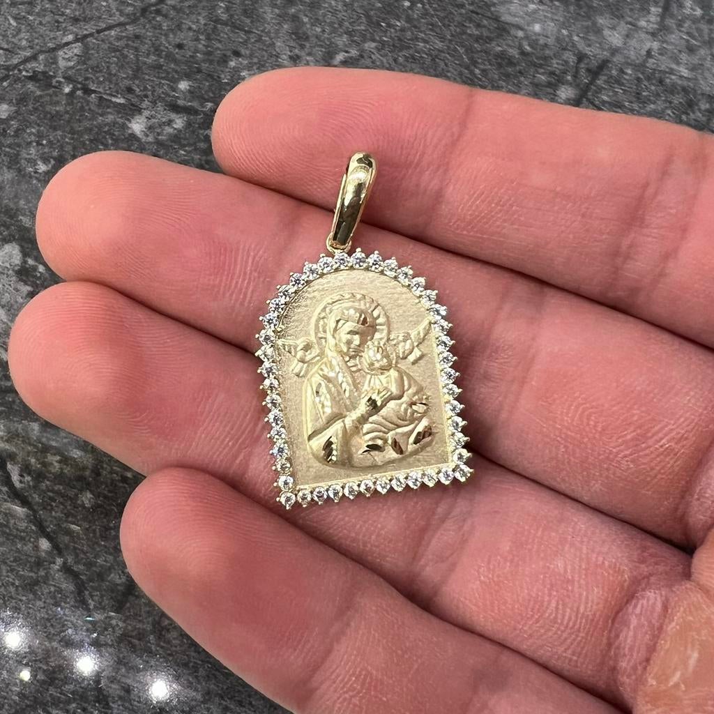 14 karaat gouden hanger heilige maria jezus kruis, Ophalen of Verzenden, Zo goed als nieuw, Goud