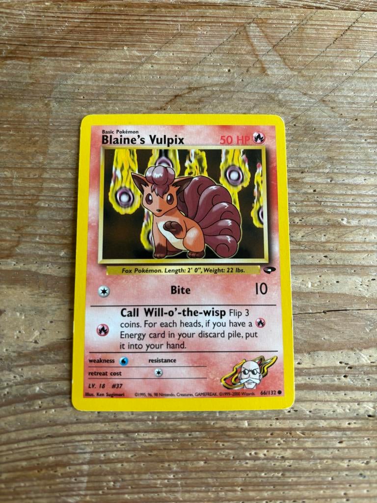 Blaine's Vulpix Gym Challenge Pokémon Kaart, Hobby en Vrije tijd, Verzamelkaartspellen | Pokémon, Ophalen of Verzenden, Gebruikt
