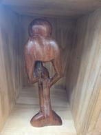Houten beeld 'De Denker' - Handgesneden kunstwerk, Ophalen of Verzenden