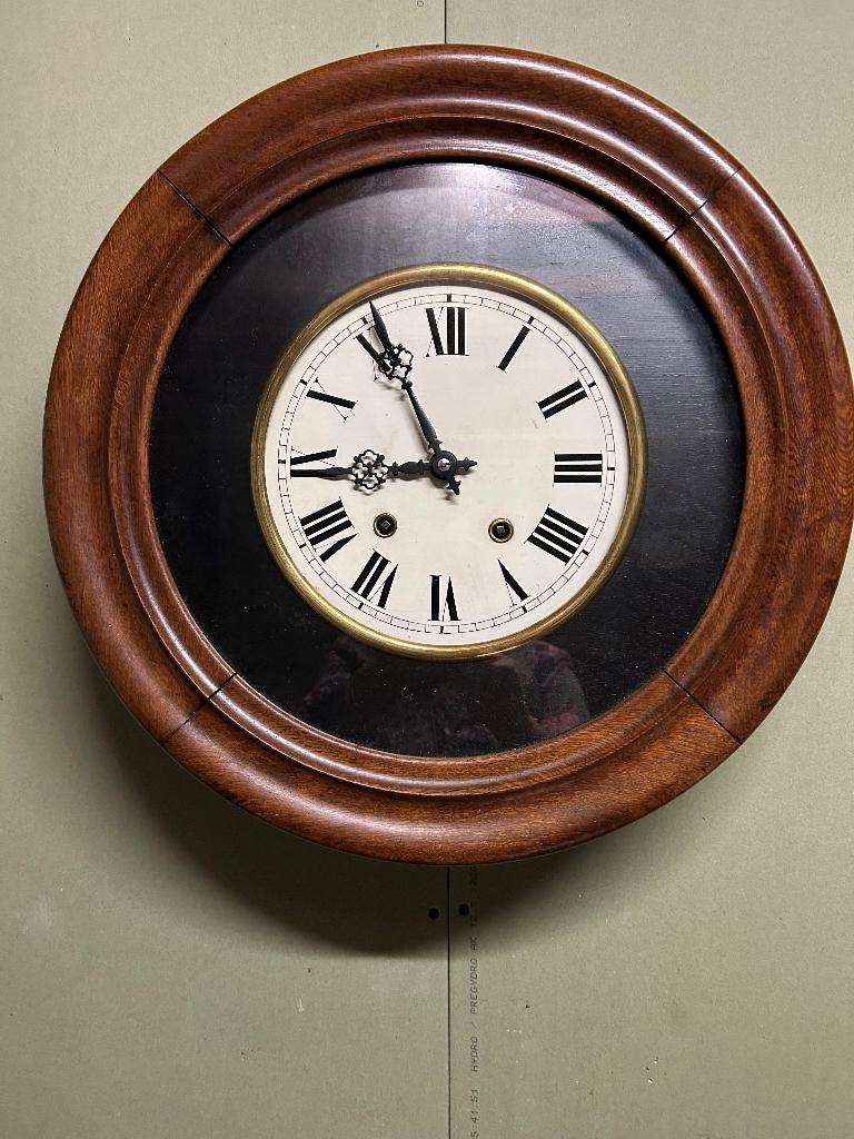 Franse schoolklok halklok comtoise uurwerk ca 1880, Antiek en Kunst, Antiek | Klokken, Ophalen of Verzenden