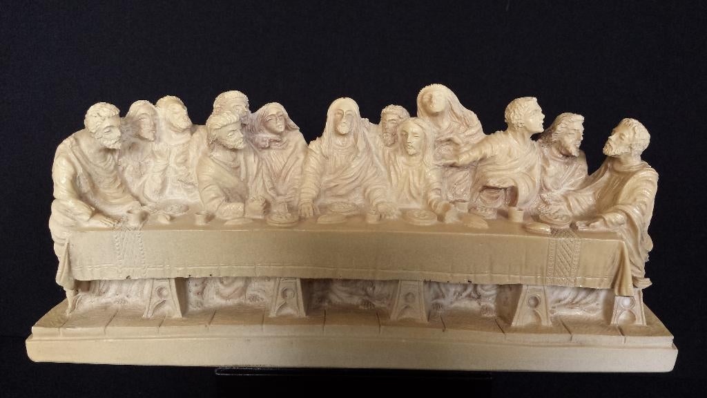 Beeldje LAATSTE  AVONDMAAL <> Jezus met 12 Apostelen 20½x9cm, Antiek en Kunst, Ophalen of Verzenden