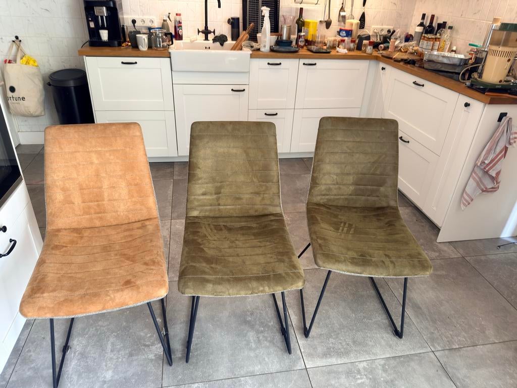 Comfortabele eetkamerstoelen in prima staat, Ophalen, Gebruikt, Overige kleuren, Stof