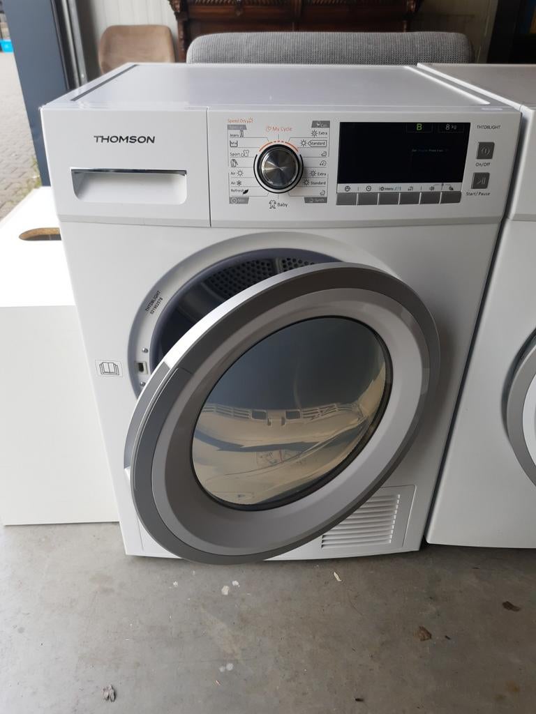Thomson Wasmachine en Condensdroger Set - Wit, Ophalen, 1200 tot 1600 toeren, Gebruikt, 8 tot 10 kg