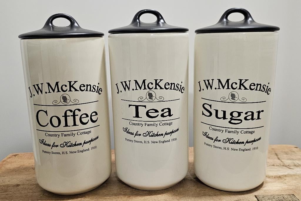 LEUKE "J.W. McKENSIE" VOORRAADPOTTEN, Huis en Inrichting, Ophalen of Verzenden, Gebruikt