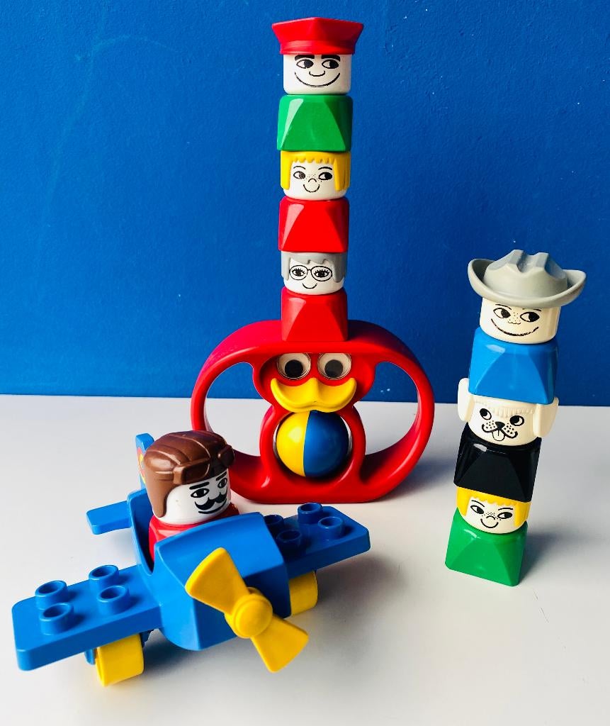 Vintage LEGO DUPLO/poppetjes en rammelaar, Kinderen en Baby's, Speelgoed | Duplo en Lego, Ophalen of Verzenden, Gebruikt, Duplo