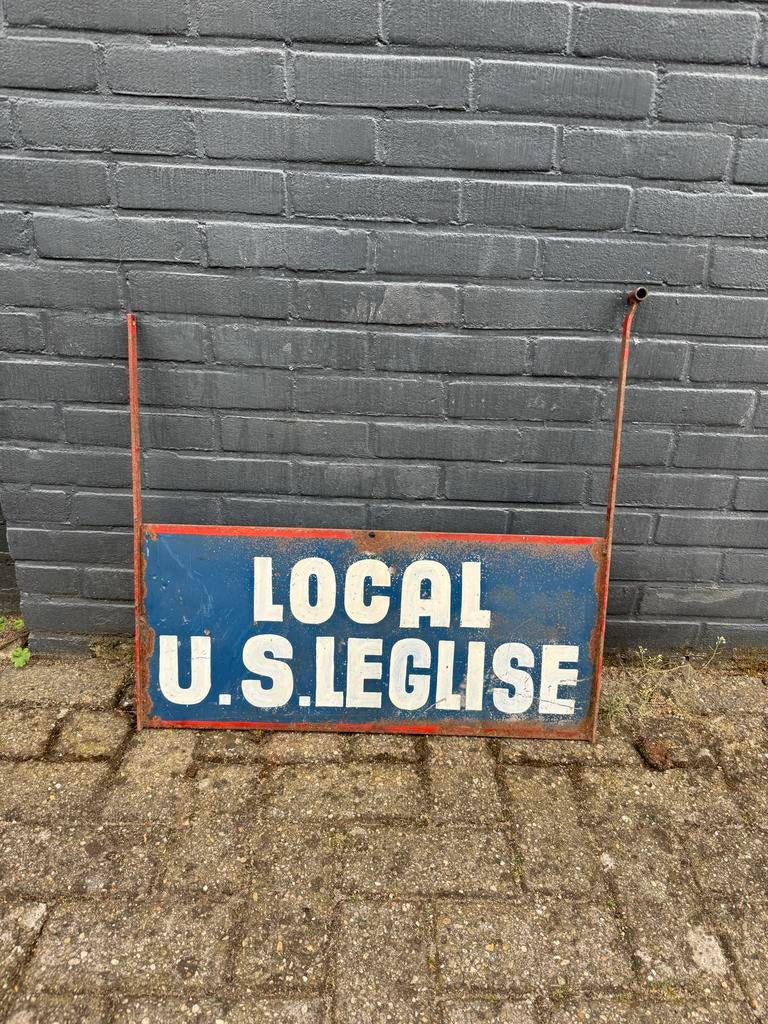 Vintage Reclame Bord "LOCAL U.S. LEGLISE" - Uniek Verzamelob, Antiek en Kunst, Curiosa en Brocante, Ophalen