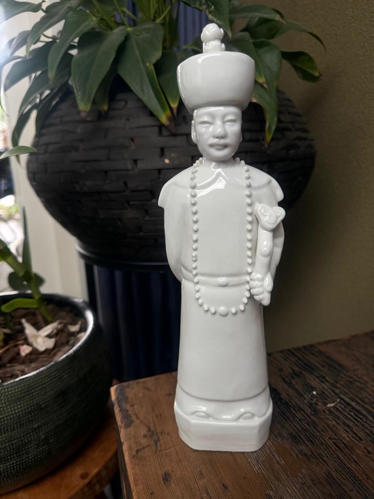Chinese keizer porselein beeld wit China Chinees, Ophalen of Verzenden, Zo goed als nieuw, Mens