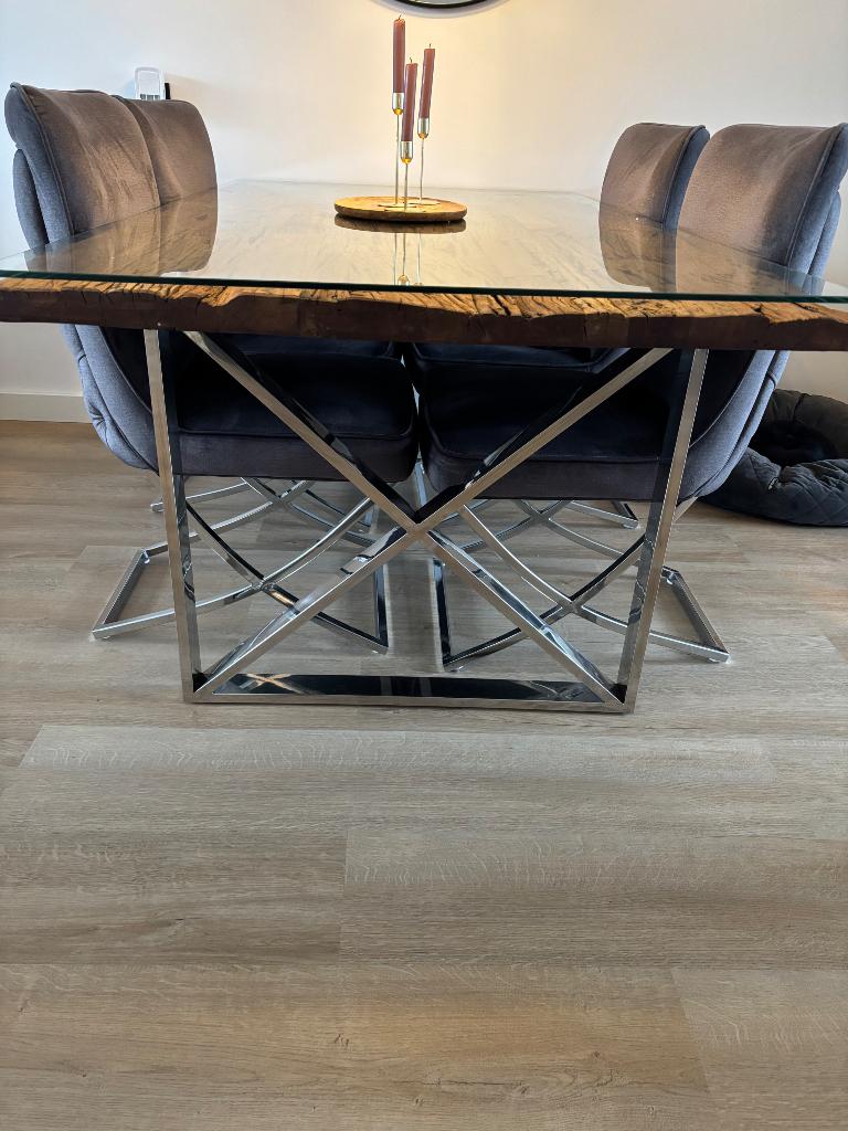 Eettafel L180xB100 cm eric kuster style, Ophalen, Gebruikt, 50 tot 100 cm, 150 tot 200 cm
