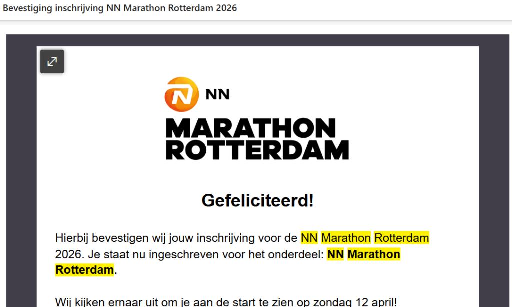Startbewijs NN Marathon Rotterdam, Eén persoon