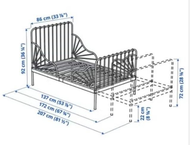Ikea meegroei bed zwart met lattenbodem, Ophalen, Gebruikt, 70 tot 85 cm, Lattenbodem