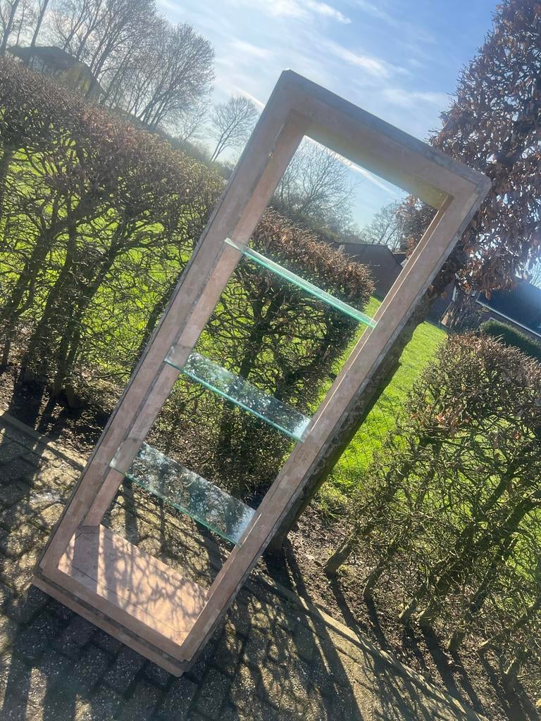 Marmeren Vitrinekast met Glazen Planken, Zo goed als nieuw, 150 tot 200 cm, 25 tot 50 cm, Overige materialen