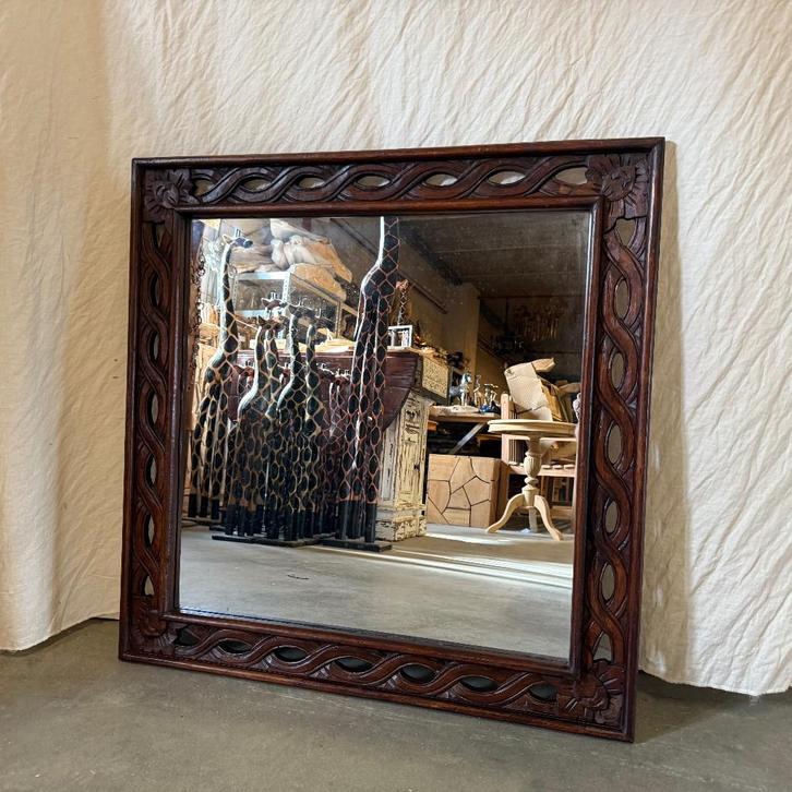 Barok Spiegel - houten lijst - 80 x 80 cm - TTM Wonen, Huis en Inrichting, Woonaccessoires | Spiegels, Nieuw, 75 tot 100 cm, Minder dan 100 cm