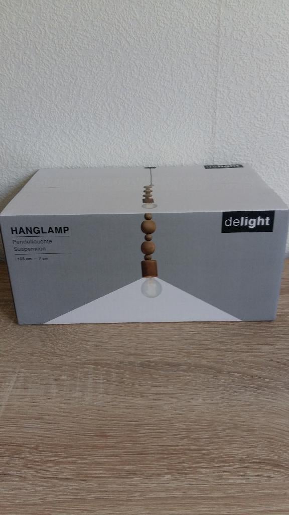 Zeer leuke nieuwe houten knotsen hanglamp, Ophalen, Nieuw, Overige materialen, 75 cm of meer