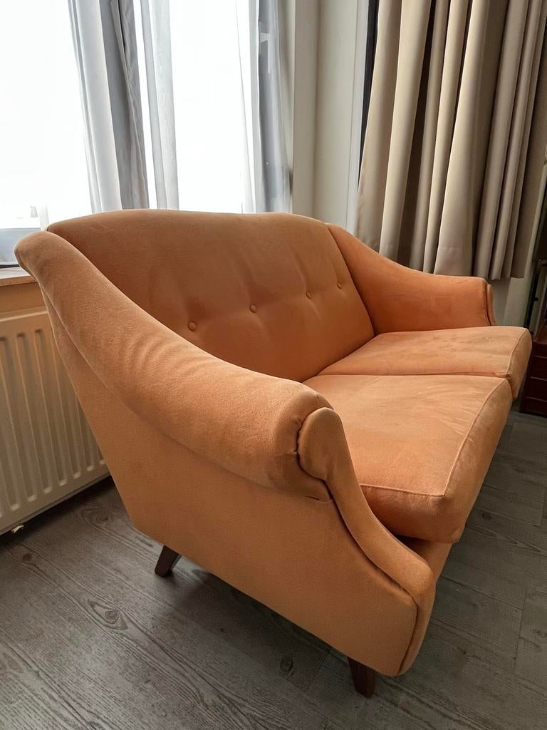 Vintage design bank jaren '60 mid century velours, Ophalen, Gebruikt, 150 tot 200 cm, Tweepersoons